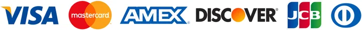 We accept Visa, Mastercard, American Express, Discover, JCB and Diners Club
