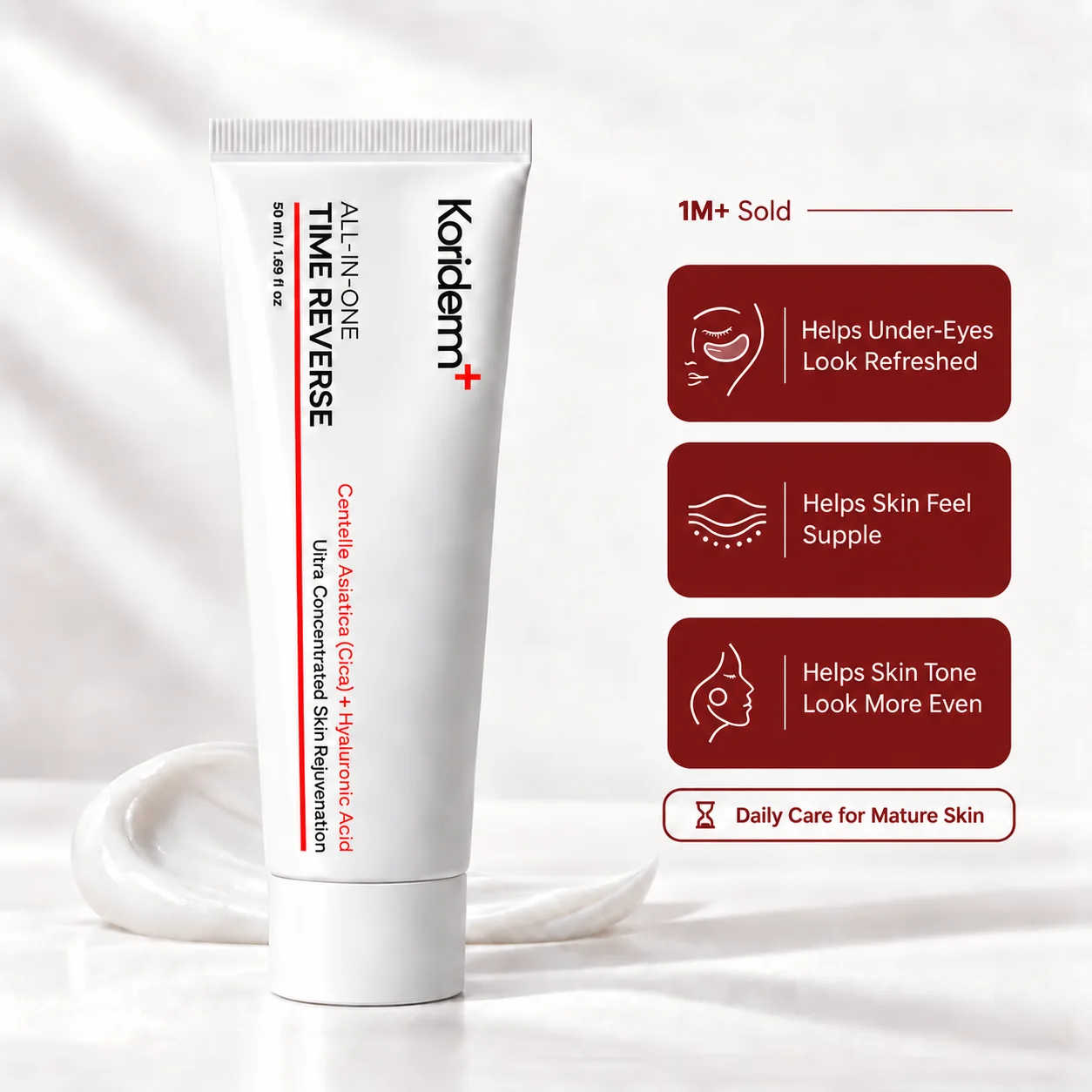 Koriderm Anti-Aging Cream tube with benefit cards