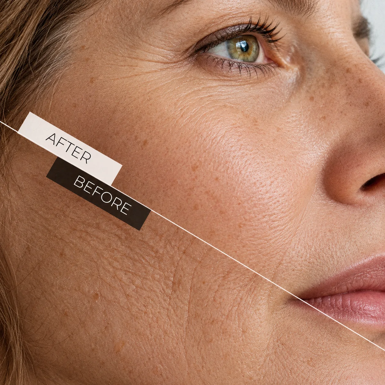 Before and after: eye and cheek area